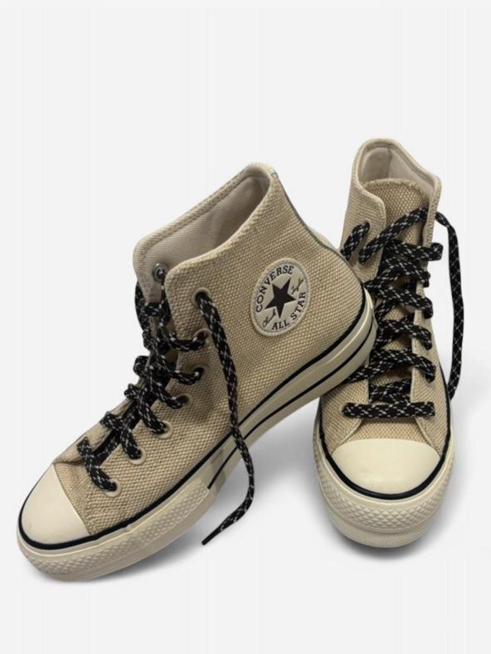 Converse Canvas CTAS Lift High-Top Sneakers Beige with Black Laces